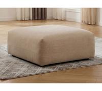 Pouf en tissu texturé beige MIBASTO