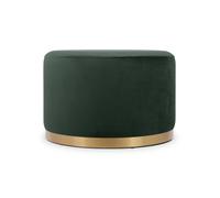 Pouf en tissu velours - Sicaan - Charlotte II - Forme arrondie - D.60 x H.40 cm - Vert sapin et Métal - Doré