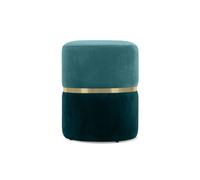 Pouf en tissu velours - Sicaan - Louise - D.35 x H.44 cm - Bleu canard et Métal Doré