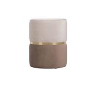 Pouf en tissu velours - Sicaan - Louise - D.35 x H.44cm - Beige et Métal Doré