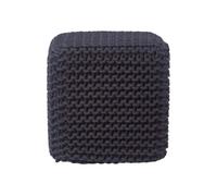 HOMESCAPES Pouf carré tressé en Tricot, Pouf Cube Coloris Noir, 35x35x35 cm