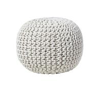 Pouf en tricot rond - Blanc cassé