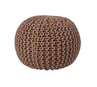 HOMESCAPES Pouf Rond tressé en Coton, Pouf Tricot Coloris Chocolat, 40x35 cm
