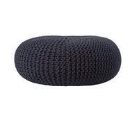 Pouf en tricot rond -Noir -Très grand - 70 x 23 cm