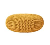Pouf en tricot rond très grand - Coloris Moutarde - 70 x 23 cm