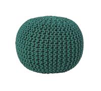 HOMESCAPES Pouf Rond tressé en Coton, Pouf Tricot Coloris Vert Anglais, 40x35 cm