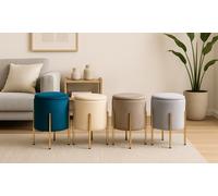 Pouf en velours Arturo avec espace de rangement : Gris