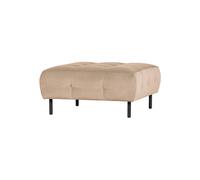 Pouf en velours beige, rectangulaire, fixe - Woood, Lloyd - 90x90x45 cm