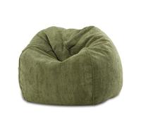 Pouf en velours côtelé, avec repose-pieds, siège rembourré confortable, base large, intérieur salon, Vert Sz20, M