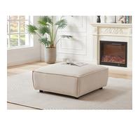 Pouf en velours côtelé beige BORORE de