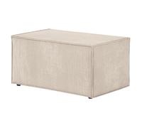 Pouf en velours côtelé CLARISSE - Beige - L90 x P50 x H41cm - LOUNGITUDE