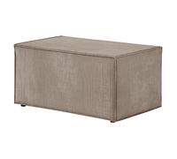 Pouf en velours côtelé CLARISSE - Taupe - L90 x P50 x H41cm - LOUNGITUDE
