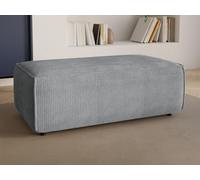 Pouf en velours côtelé gris clair AMELIA