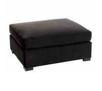 Pouf bois et velours noir Hiago Noir