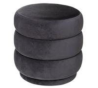Pouf en Velours Gris D 40 x H 40 cm - Atmosphera
