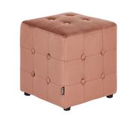Pouf en Velours Repose-Pieds Tabouret Capitonné Cube Chambre à Coucher Salon Ros