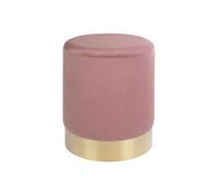 Pouf en velours rose avec base en laiton Ø 34 x 43 cm