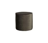 Pouf en velours vert, rond, cylindrique, assise rembourrée, fixe, uni - Woood, Sara - Ø46xH46 cm