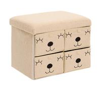 Pouf Enfant avec 4 tiroirs "Ezzio" 50cm Beige