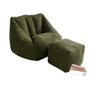 Pouf Ergonomique D’Intérieur Pouf Fauteuil XXL Doux pour Adulte en Tissu Velours Côtelé avec 1 Repose Idéal Salon,Chambre Adulte,Ado B