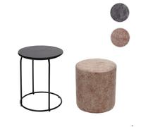 Pouf et table d'appoint HWC-K48, table basse table tabouret, certifié MVG MDF métal similicuir brun