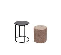 Pouf et table d'appoint HWC-K48 certifié MVG MDF métal similicuir brun