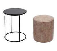 Pouf Et Table D'appoint Hwc-K48, Table Basse Table Tabouret, Certifié Mvg Mdf Métal Similicuir Brun Multicolore