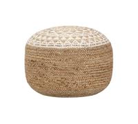 Pouf fait à la main Blanc 45x30 cm Jute