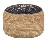 Pouf fait à la main Bleu 45 x 30 cm Jute motif imprimé bleu G