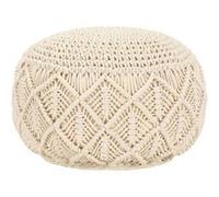 Pouf fait à la main en macramé 45 x 30 cm Coton Blanc G