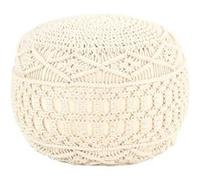 Pouf fait à la main en macramé 45x30 cm Coton Blanc G