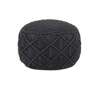 vidaXL Pouf fait à la Main en Macramé Repose-Pied de Salon Tabouret de Salle de Séjour Pouf de Chambre Intérieur Maison Anthracite 45x30 cm Coton Anthracite G