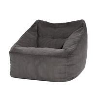 Icon Natalia Fauteuil Pouf Velours Côtelé, Gros Pouf avec Remplissage, Fauteuil Salon Confortable, 1 Place, Chaise Chambre, Meuble Salon, Gris Ardoise