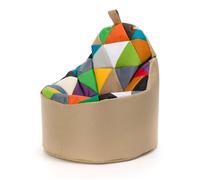 Pouf Fauteuil Patchwork Poire Extérieur Relax Tissu Imperméable Chambre Enfant Confort Mix/Cappuccino 70x70x75cm
