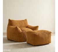 Pouf, fauteuil pouf recouvert de microfibre avec repose-pieds, confortable et spacieux, idéal pour lire, jouer ou se détendre. Cet ensemble pouf et repose-pieds séduit par son design semblable à celui