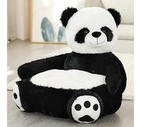 Pouf Fauteuil pour Tout-Petits en Peluche Ours, Canapé Enfant Confortable et Portable - Siège Câlin pour la Chambre, Décoration Mignonne et Idéal pour Fille ou Garçon(Black White)