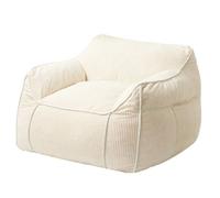 Pouf Fauteuil velours côtelé - 100x110 cm Bananair Blanc cassé