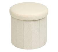 Pouf Fink rond pliable D.38cm blanc - Atmosphera Créateur d'intérieur
