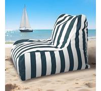 Pouf flottant pour piscine, grand pouf gonflable confortable pour l'extérieur et l'intérieur, pouf de plage rayé, vert foncé, pas de remplissage nécessaire, parfait pour la détente