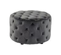Vente-unique - Pouf FOURCA en Velours - Gris