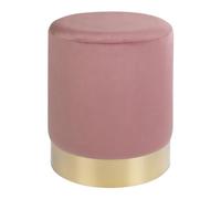 Pouf Gamby - Pouf en velours, rose avec base couleur laiton, Ø34x43 cm, HN1214