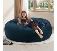 Pouf géant 6 pieds en polyester fauteuil relax avec rembourrage en mousse à mémoire de forme bleu