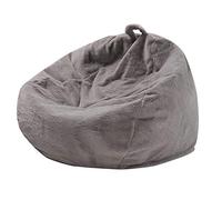 Pouf géant en Fourrure de Lapin à la Main, Sac de Haricot Pouf Confortable Coussin de Sol Siège Poire Couverture Meuble, sans Remplissage,Gris