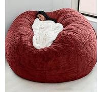 Pouf géant en fourrure douce et moelleuse pour salon adulte, meuble portable, design rond