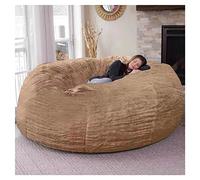 Pouf géant en fourrure pour adulte, meuble de salon, grand pouf rond doux et moelleux en fausse fourrure (sans rembourrage)