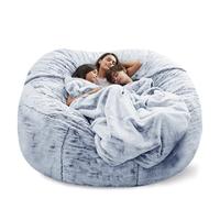 Pouf Géant Immense - Housse de Pouf Enfant Adulte, Tissu Doux et Résistant, Idéal pour Salon et Chambre, sans Remplissage,Snow Blue,180 * 90cm/7ft