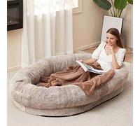 Pouf géant moelleux pour les humains et les animaux domestiques avec couverture lavable en fausse fourrure, idéal pour les familles pour s'endormir confortablement (couleur : K)