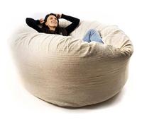 Pouf Géant Rond en Velours Beige - LiveDeco - Vintage - 150 x 75 cm - Ecologique
