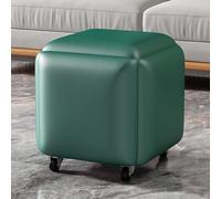 Pouf gigogne 5 en 1 empilable en cuir et flanelle, repose-pieds avec roulettes, fauteuil cube polyvalent pour salon et salle à manger (polyuréthane vert, 38 x 38 cm)
