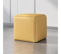 Pouf gigogne 5 en 1 jaune avec roulettes, tabourets empilables peu encombrants et chaise convertible pour salon et salle à manger 45 cm - Ottomane cube polyvalent